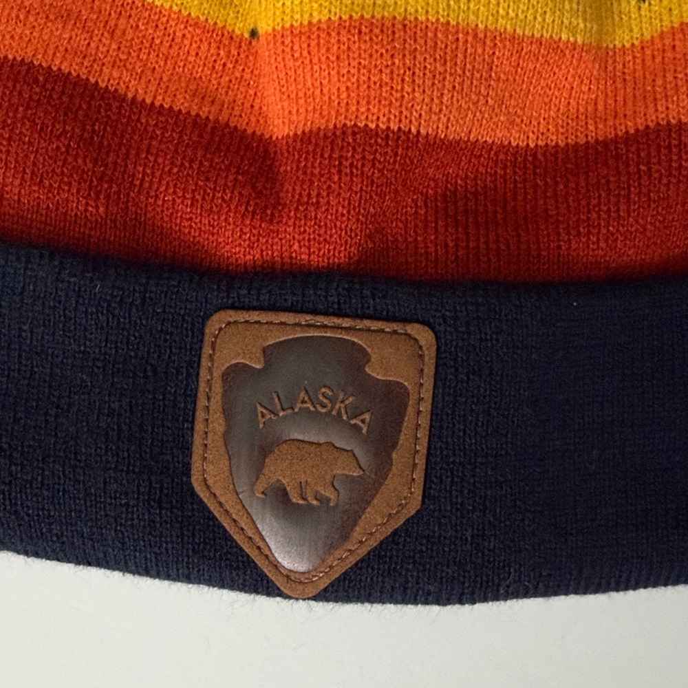 LOCALE Outdoor Multicolor Yellow Mountain Alaska blue Beanie adult winter hat - Picture 4 of 5
